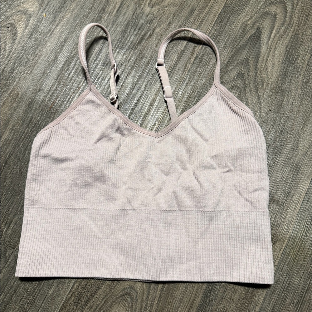 Z by Zella Ribbed Seamless Bralette in Light Pink size S